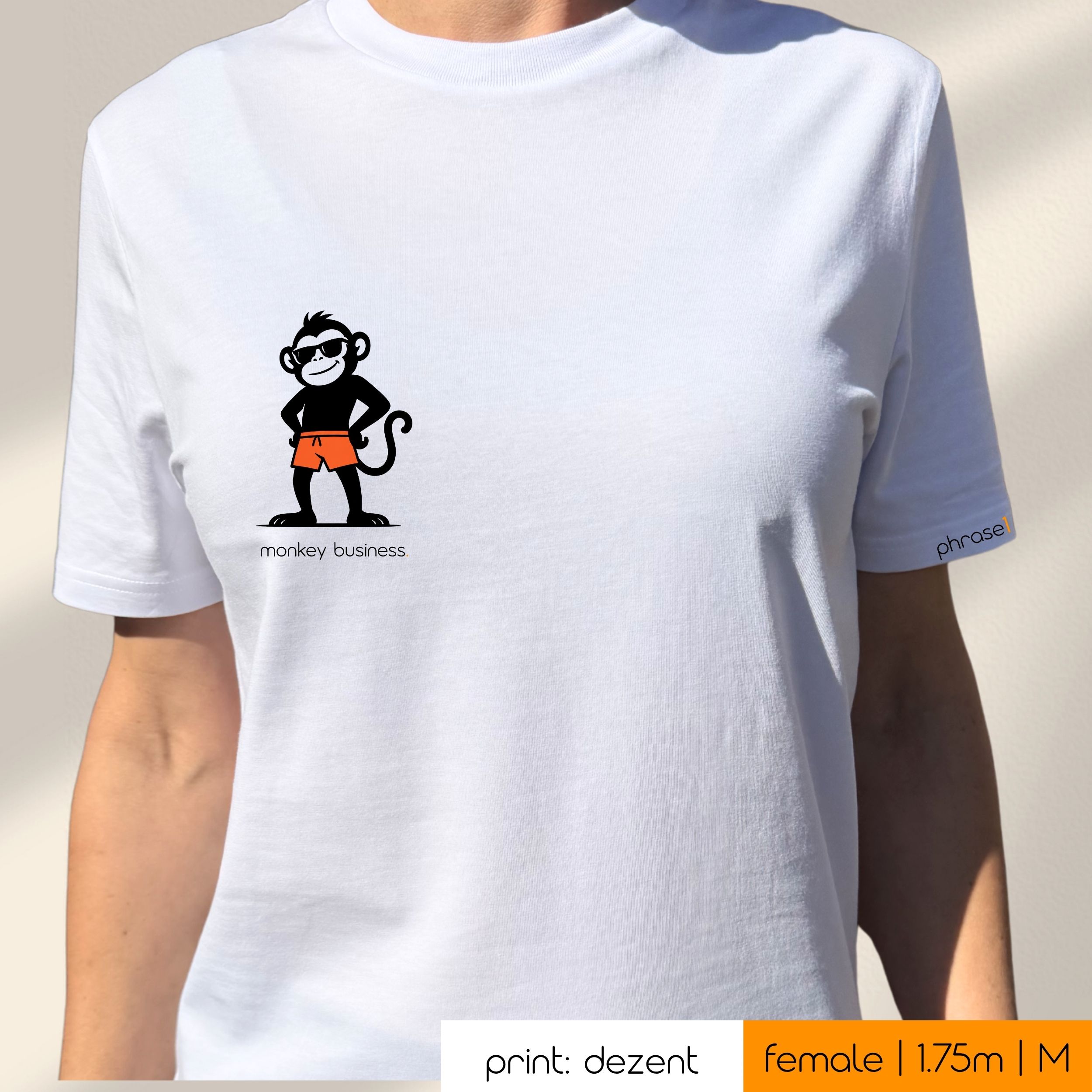 Premium T-Shirt mit Spruch "monkey business." und Visual